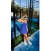Blue Sports Dress with Black Strappy Back for Tennis, Padel, Golf & Gym