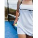 Blue Sports Dress with Black Strappy Back for Tennis, Padel, Golf & Gym