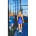 Blue Sports Dress with Black Strappy Back for Tennis, Padel, Golf & Gym