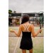 White Sports Dress with Black Strappy Back for Tennis, Padel, Golf & Gym