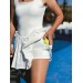 Dark blue Sports Dress with Pleated Skirt and Open Back