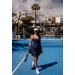Dark blue Sports Dress with Pleated Skirt and Open Back