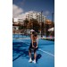 Dark blue Sports Dress with Pleated Skirt and Open Back