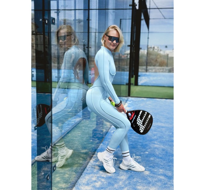 Open-Back Sports Jumpsuit with Long Sleeves