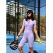 Zip-Up Structured Sports Romper – Sculpted Fit & Short Sleeves