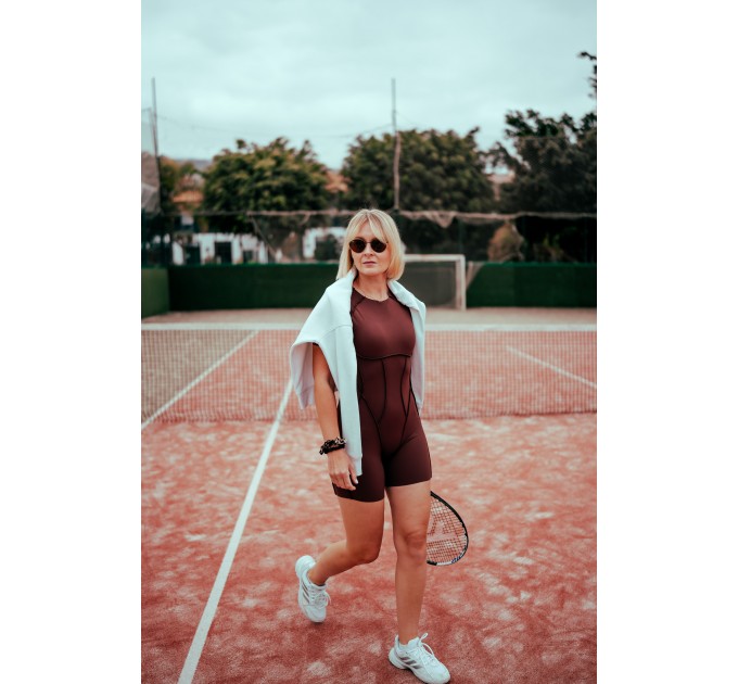 Open Back Sports Romper – Sculpted Fit & Short Sleeves