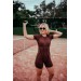 Open Back Sports Romper – Sculpted Fit & Short Sleeves