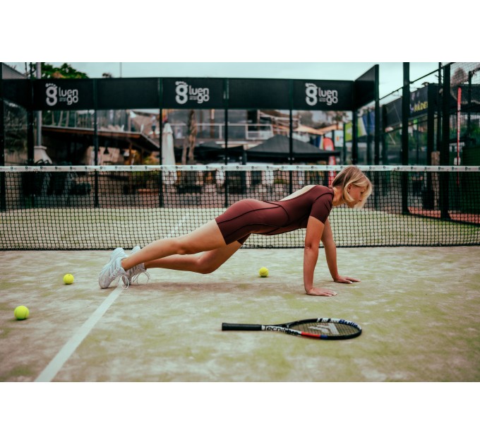 Zip-Up Structured Sports Romper – Sculpted Fit & Short Sleeves