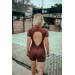 Open Back Sports Romper – Sculpted Fit & Short Sleeves