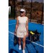 Dark Purple wrap dress for padel, tennis, gym & fitness - Built-in shorts