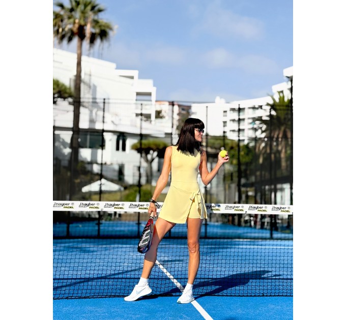 Dark Purple wrap dress for padel, tennis, gym & fitness - Built-in shorts
