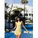 Yellow wrap dress for padel, tennis, gym & fitness - Built-in shorts