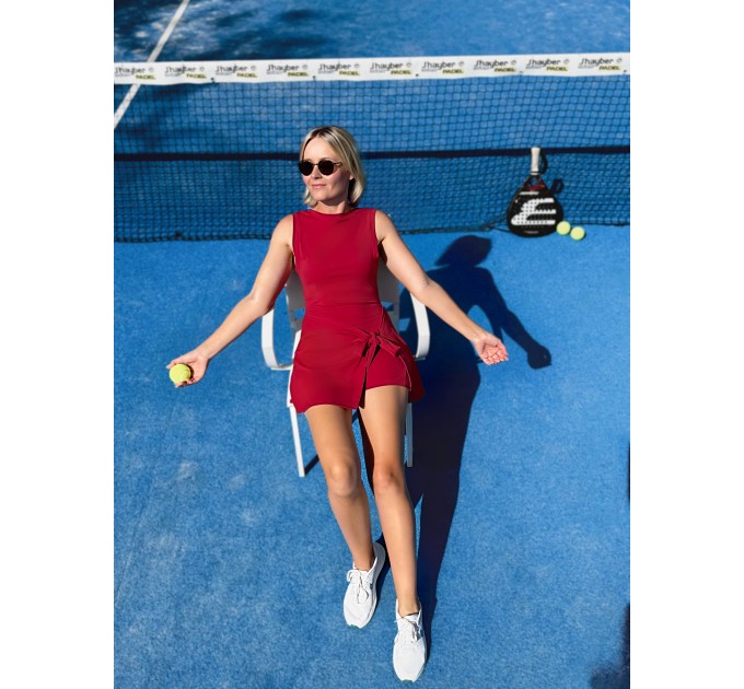 Yellow wrap dress for padel, tennis, gym & fitness - Built-in shorts