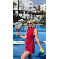 Red wrap dress for padel, tennis, gym & fitness - Built-in shorts