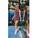 Dark Purple wrap dress for padel, tennis, gym & fitness - Built-in shorts