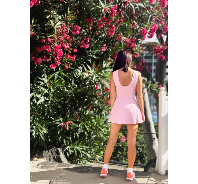 Red wrap dress for padel, tennis, gym & fitness - Built-in shorts