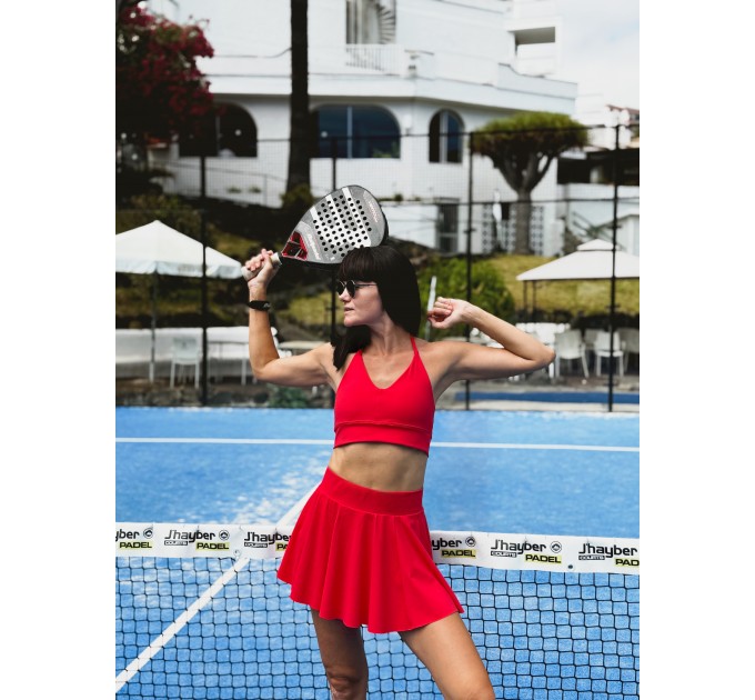 Women's Red Sport Set: Top & Skort for Tennis, Padel, Running and Gym