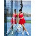 Women's Red Sport Set: Top & Skort for Tennis, Padel, Running and Gym