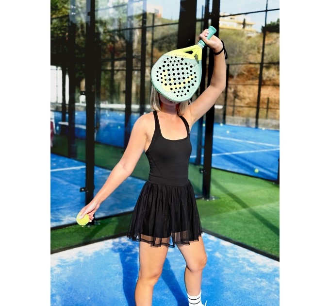 Tulle Sports Dress with Open Back, Built-in Shorts
