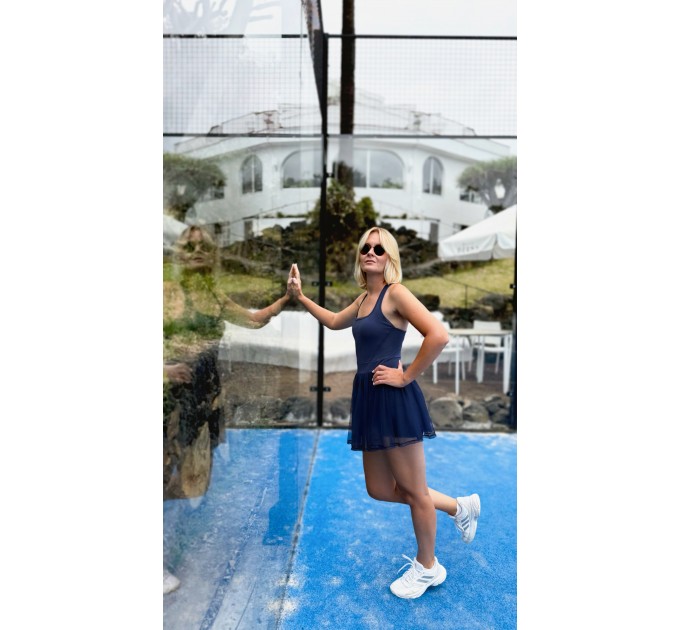 Tulle Sports Dress with Open Back, Built-in Shorts
