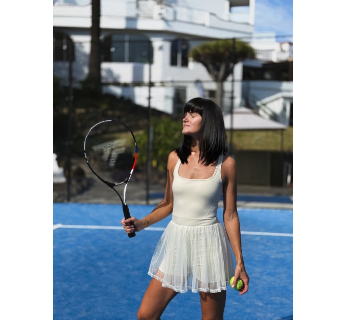 Tulle Sports Dress with Open Back, Built-in Shorts
