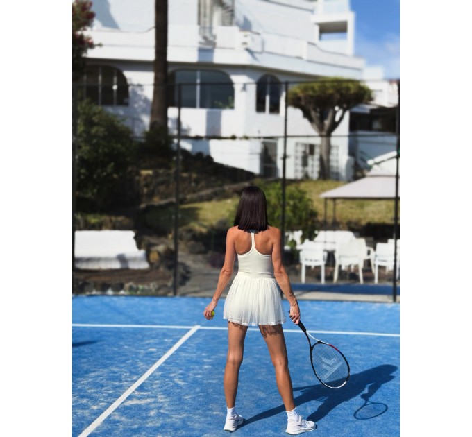 Tulle Sports Dress with Open Back, Built-in Shorts