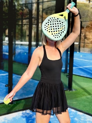 Tulle Sports Dress with Open Back, Built-in Shorts